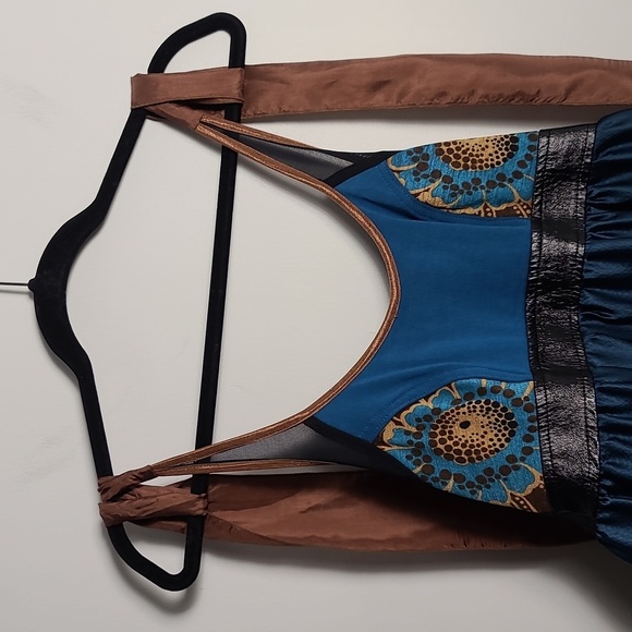 CESAR ARELLANES Multicolor Sleeveless Halter Dress Wrap Neck Size Small - Picture 7 of 14